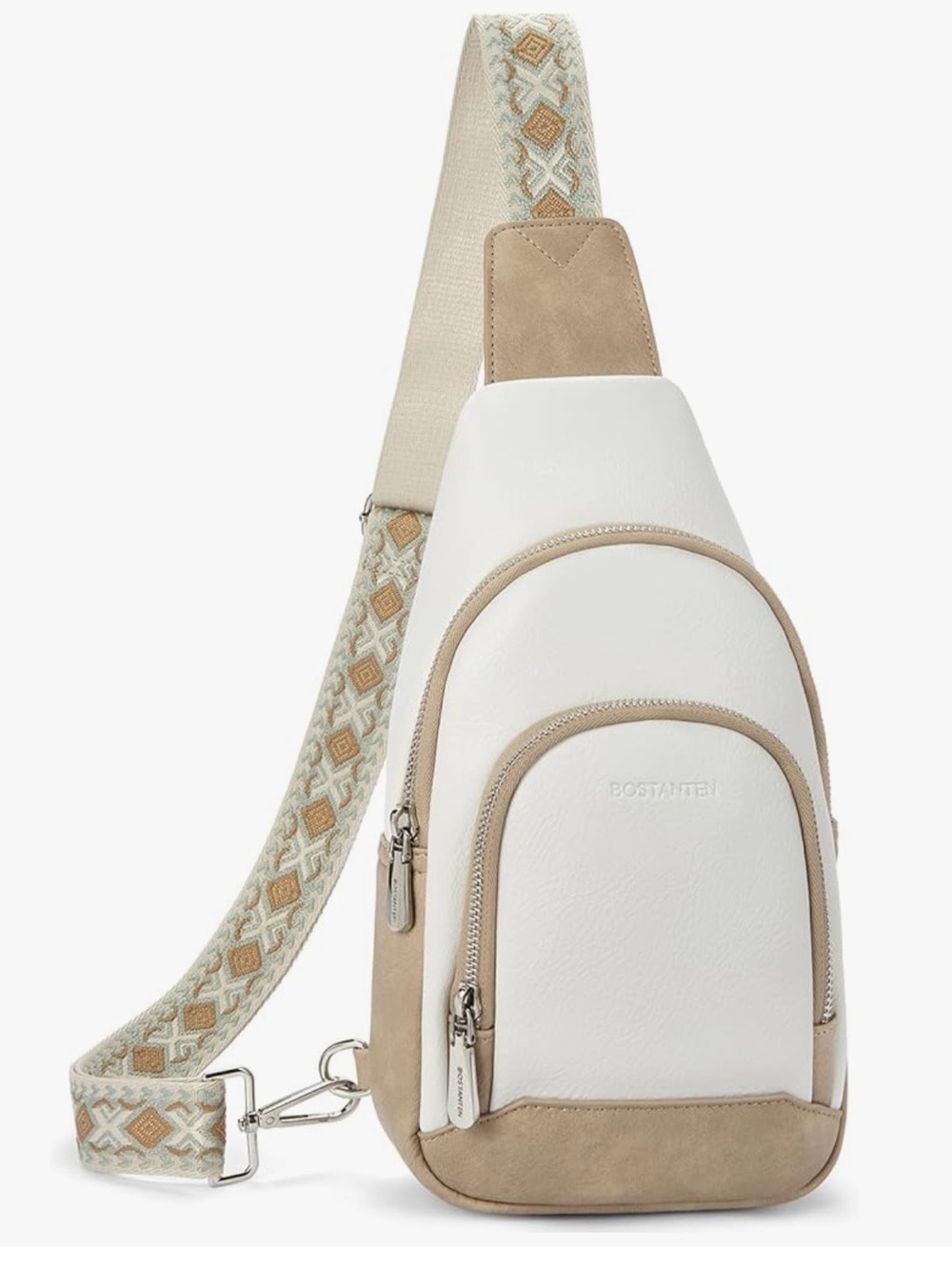 Ivory & Tan Crossbody Sling Bag - Picture 1 of 8